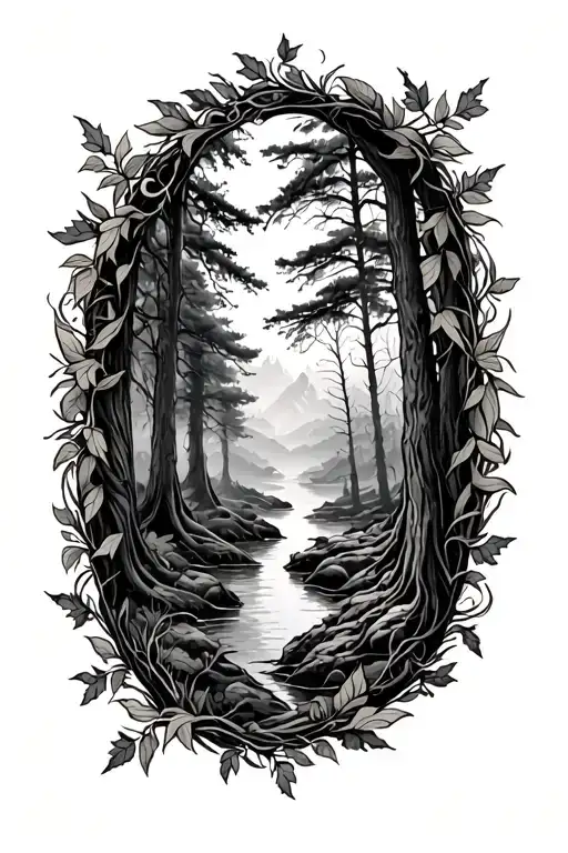 Forest With Vines Around Edges Lower Arm Sleeve