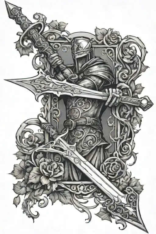King Arthur And Excalibur Sword Wrapped In Vines