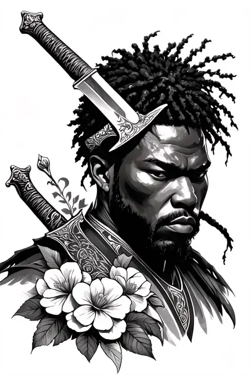 Yasuke With Sword And Flowers