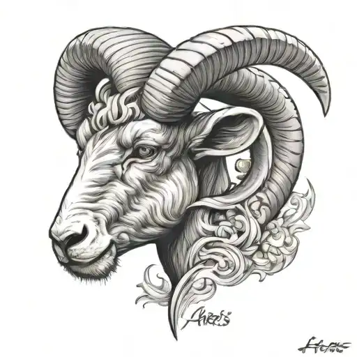 Aries Head With Name Of My Son