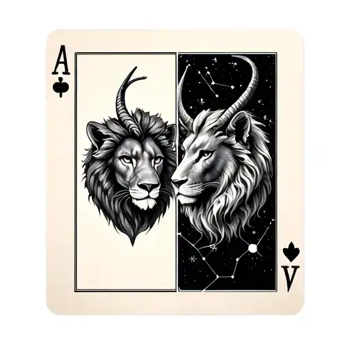 Cards With Leo And Capricorn Constellation Merging