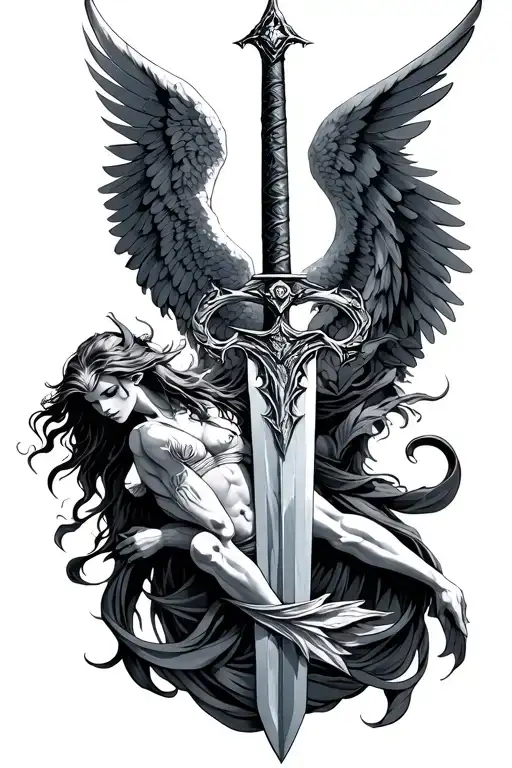 Angel And Devil Winged Sword Of Pisces
