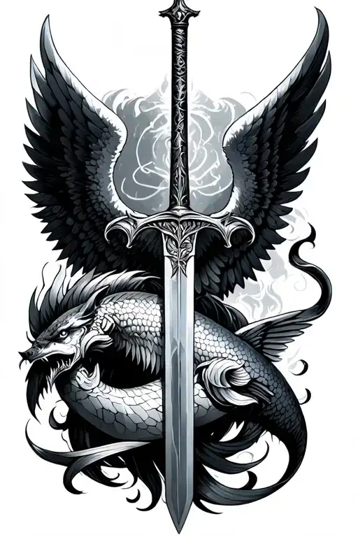 Angel And Devil Winged Sword Of Pisces