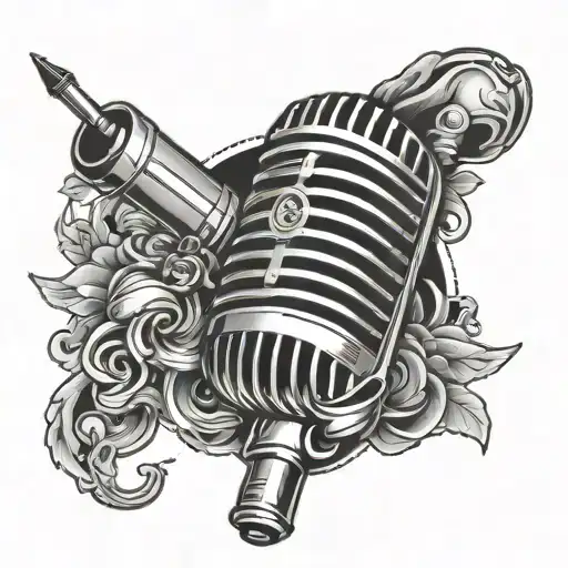 Microphone Money Gang Tattoo Design