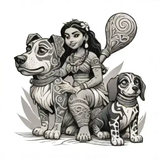 Moana And A Dog Sitting