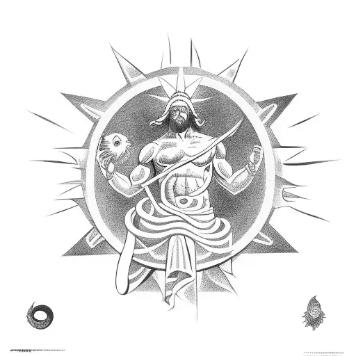 Greek God Apolo With The Sun And Snake