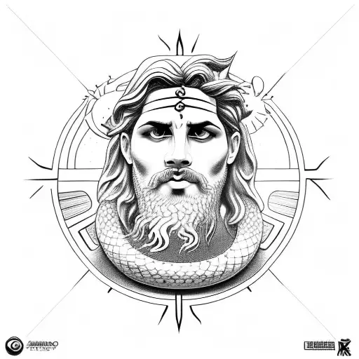 Greek God Apolo With The Sun And Snake No Eyes