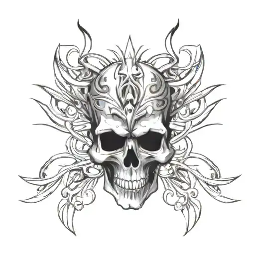 Abstract Skull Tattoo Design Incorporating Elements