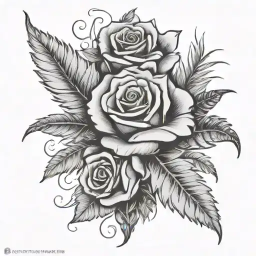 Letter T With A Rose And Fern Leaf