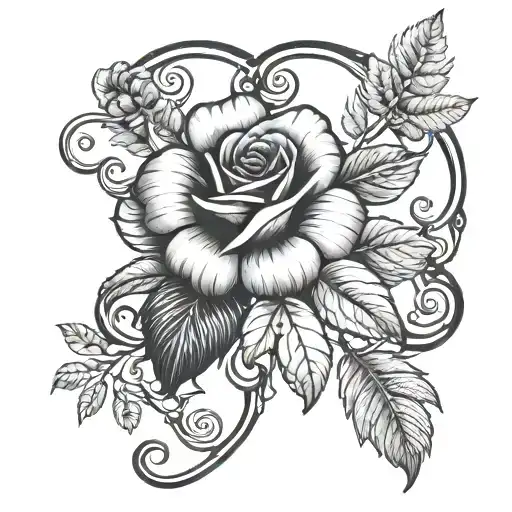 T With A Rose And Fern Leaf Clover