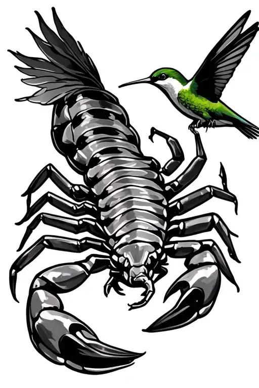 Scorpion And Humming Bird Flying