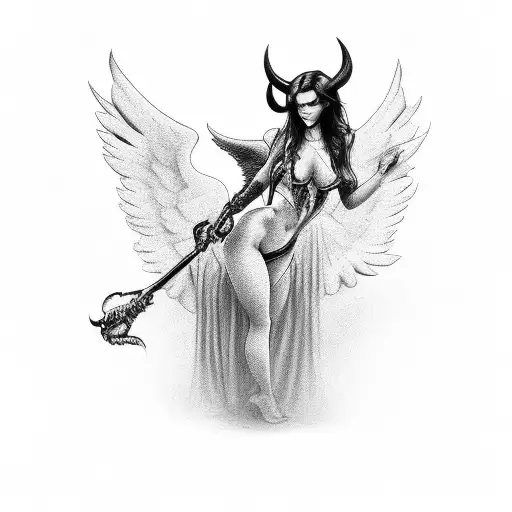 Sexy Woman Devil With Angel Man