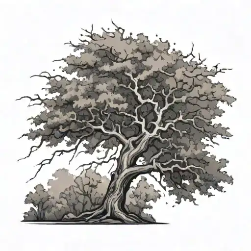 A Lightning Bolt Running Through A Tree