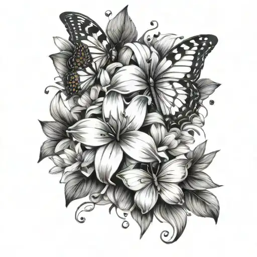 Lillie Shoulder Tattoo With Butterflies And Birthday