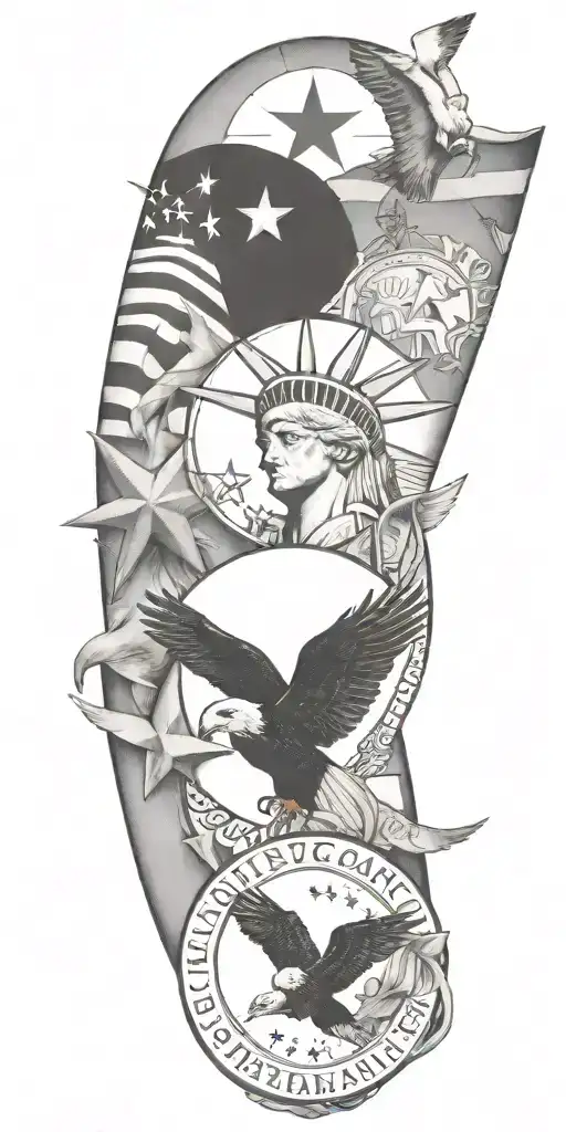 A Collage Featuring Iconic American Symbols Intertwined