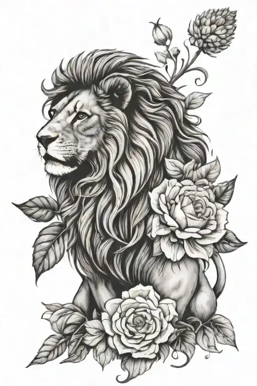 Flowers And Lion