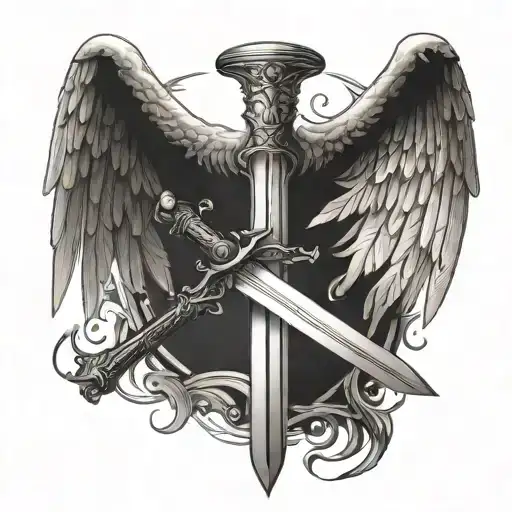 Angel Wings With A Sword In The Middle