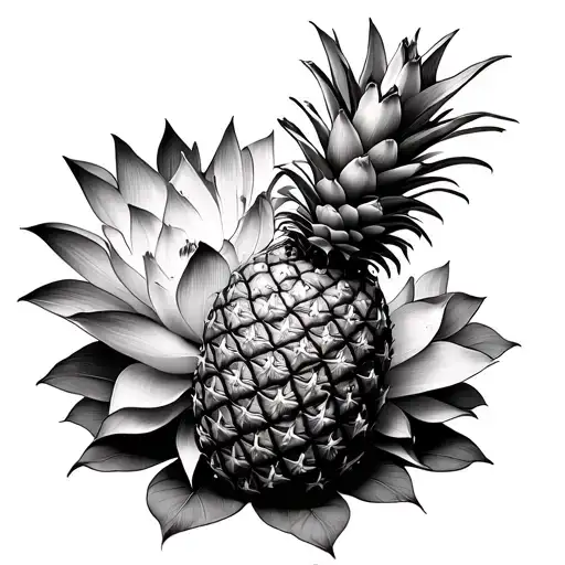 Pineapple Surrounded By Lotus