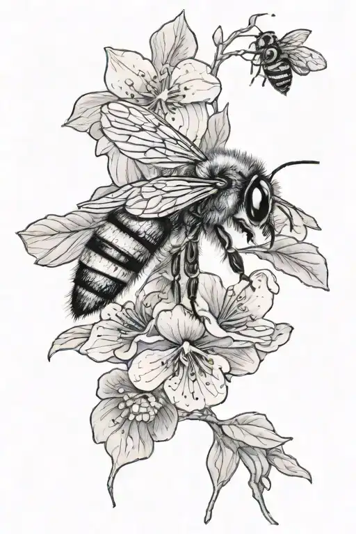 Violets And Honey Bee