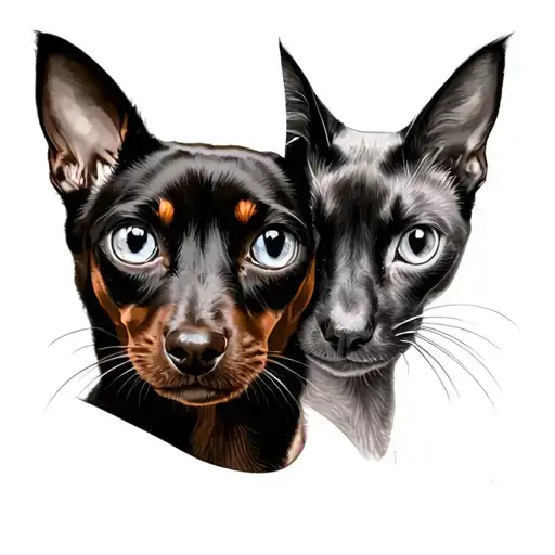 Siamese Cat & Dachshund
