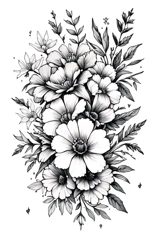 Leg Sleeve With May August And Janurary Birth Flowers