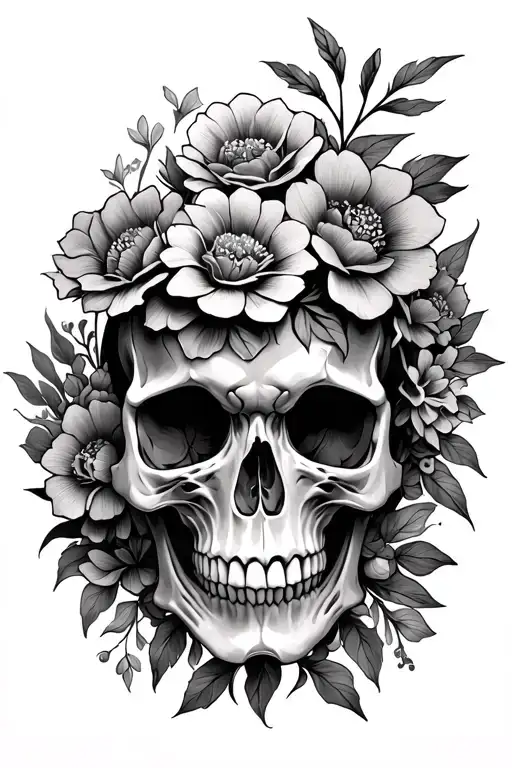 Spinosouras Skull With Flowers