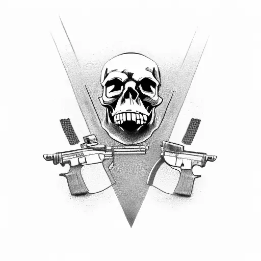 Skull With Gun