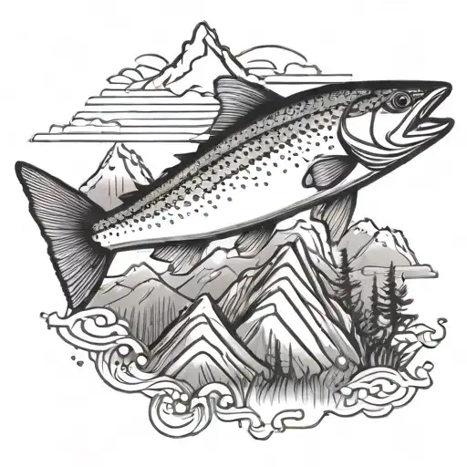 Mountain With Rainbow Trout