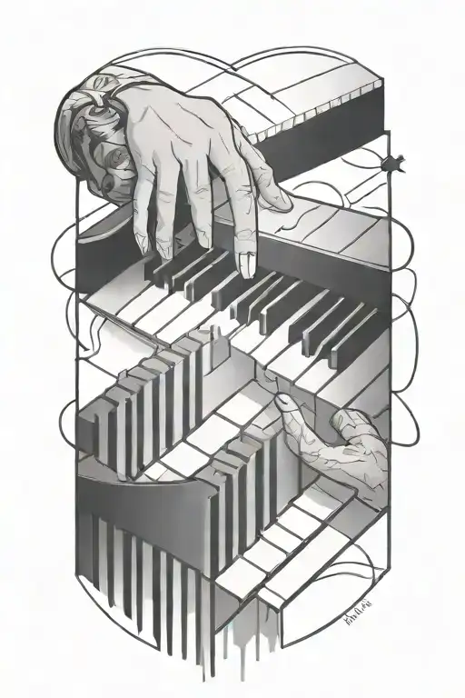 Piano Keyboard Coming Up From Wrist