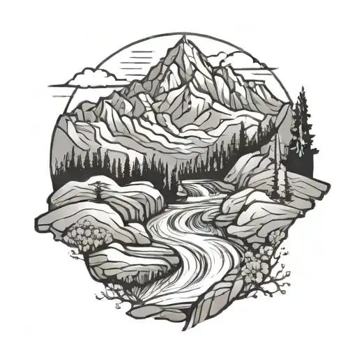 Mountain With Stream Flowing