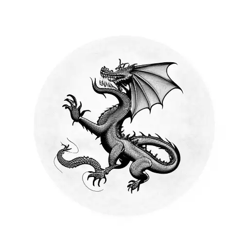 A Vinyl Record With A Fantasy Landscape And A Dragon Flying Over It