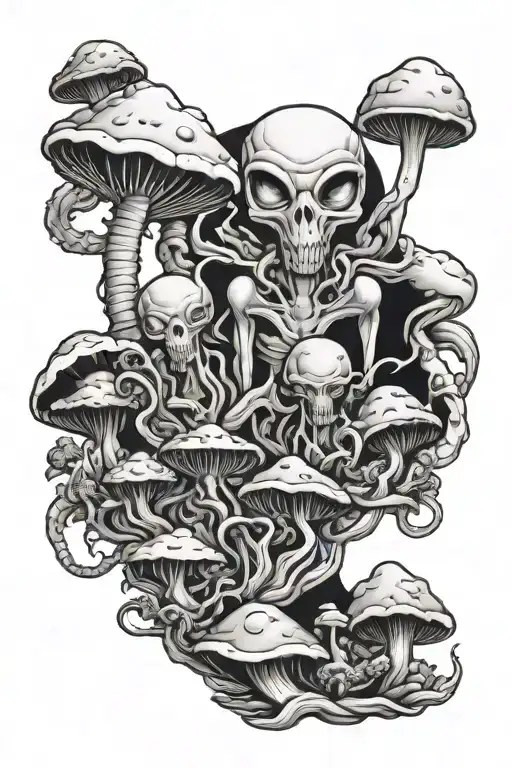 Aliens Smoking Blue Lotus And Mushrooms