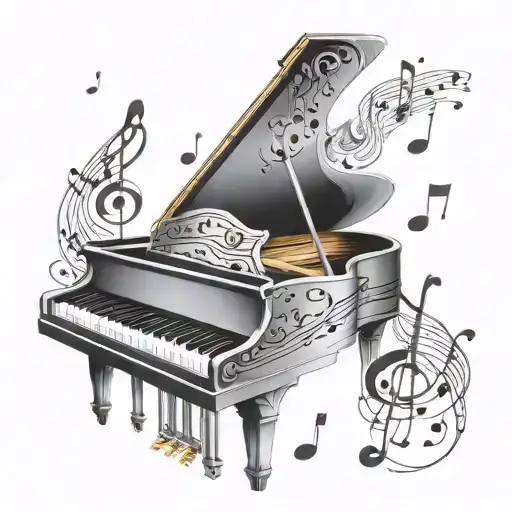 Music Notes Floating In The Sky Piano Keys