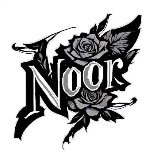 Line Art With Text 'Noor' Written