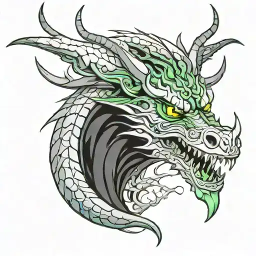 A Too Headed Black Dragon With Green Eyes Bredeing Green Fire