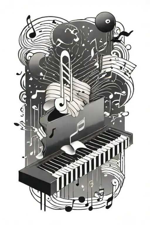 Music Notes Floating In The Sky Music Keyboard