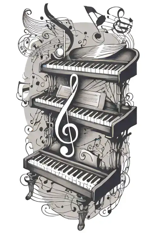 Music Notes Floating In The Sky Music Keyboard Without The Piano