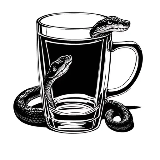 Draw A Picture Of A Snake - Viper Around A Glass Mug
