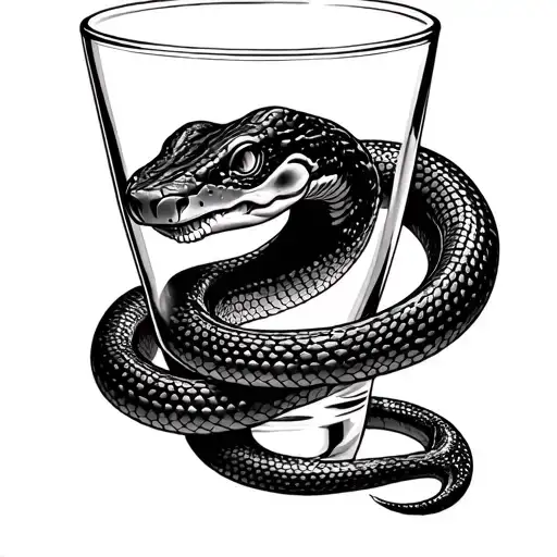 Draw A Picture Of A Snake - Viper Around A Glass