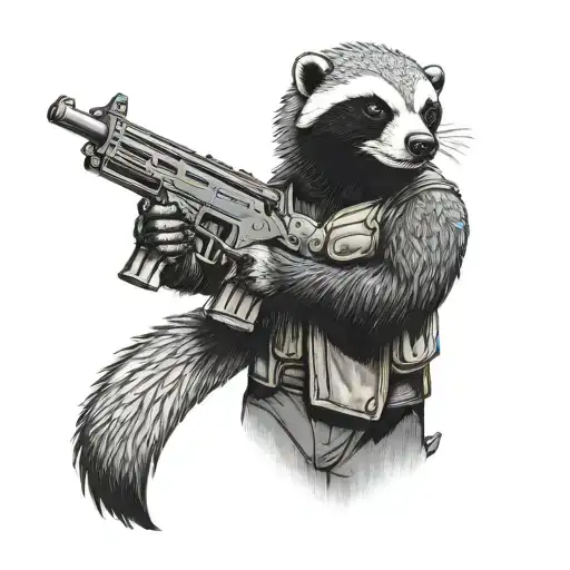 Honey Badger With A Machine Gun Belt And Holsters
