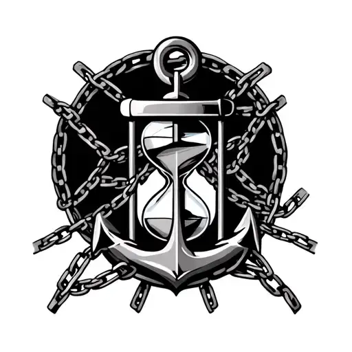 Anchor With Chains Wrapped Plus Hourglass