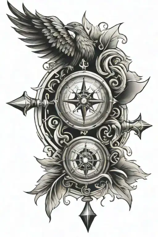 Compass Arrow Phoenix Ace Of Spade Card