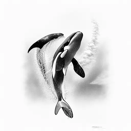 A Majestic Killer Whale Diving Deep Into The Ocean Depths