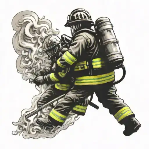 Firefighter Battling Flames