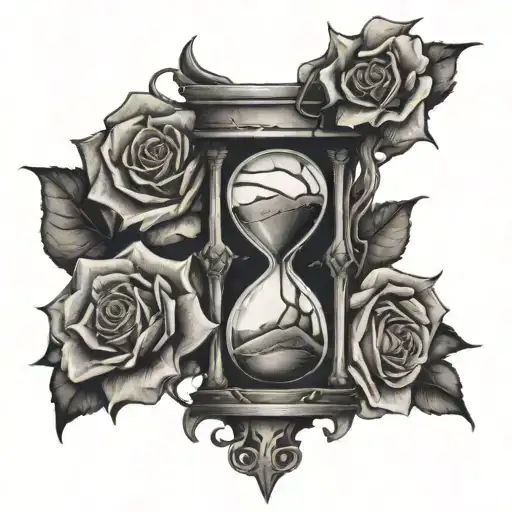 Cracked Hourglass With Rose Thorns Wrapped
