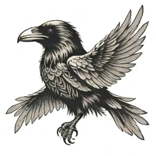 Raven Flying Viking Style