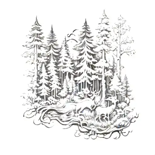 Forest Scene With A Hidden Symbols