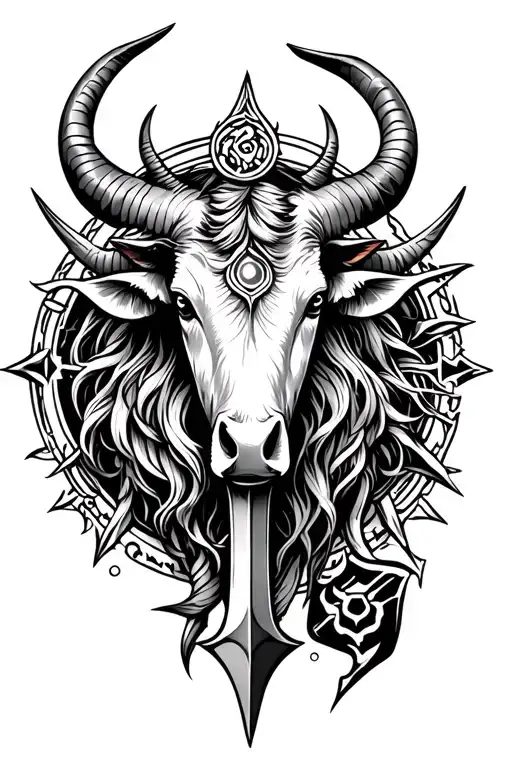 Taurus Zodiac Sign And Ukrainian Trident And Chakra Symbol For Strength