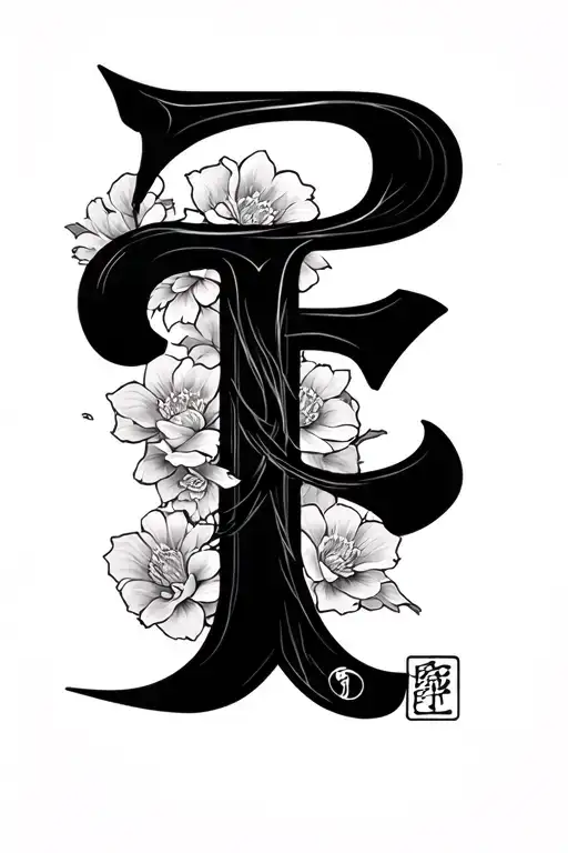 Symbol Of Friendship In Black Japanese With The Letter T
