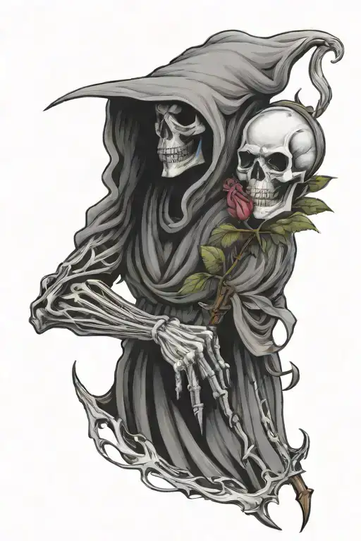 Grim Reaper Holding A Rose